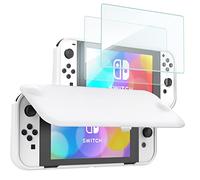 ProCase Funda y Pantalla Protectora para Nintendo Switch OLED, Funda con Tapa y 2 Piezas de Protectores de Pantalla de Vidrio Templado para Nintendo Switch OLED Model 2021 -Blanco