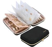 ProCase Organizador para Joyas de Viaje, Estuche para Joyería con Bolsillos Transparentes, Joyero Portátil con Cremallera para Aretes, Anillos, Collares, Pulseras -Negro