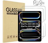 ProCase Piezas Protector de Pantalla y Lente Cámara para iPad Pro 13" 2025/2024 (M5/M4), Screen Protector Vidrio Templado Mica para 2024 iPad Pro 13" Pulgadas -Plateado