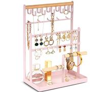 ProCase Soporte para Joyas, Organizador para Pendientes,Cadenas, Pulsera, Colgante y Expositor con Agujeros Estante de Joyería -Rosa