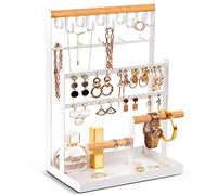 ProCase Soporte para Joyas, Organizador para Pendientes,Cadenas, Pulsera, Colgante y Expositor con Agujeros Estante de Joyería -Blanco