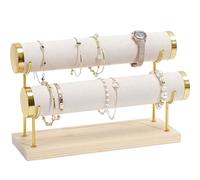 Procase Soporte para Pulsera, 2 Niveles Soporte de Exhibición de Joyas Expositor de Terciopelo para Collares Relojes Pulseras Tobillera Scrunchies -Crema
