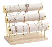 ProCase Soporte para Pulsera, 3 Niveles Soporte de Exhibición de Joyas Expositor de Terciopelo para Collares Relojes Pulseras Tobillera Scrunchies -Crema