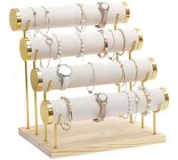 Procase Soporte para Pulsera, 4 Niveles Soporte de Exhibición de Joyas Expositor de Terciopelo para Collares Relojes Pulseras Tobillera Scrunchies -Crema