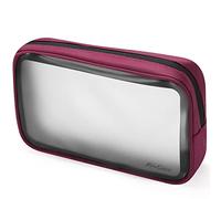ProCase TSA Aprobado Neceser de Viaje, Bolsa Aseo de Transporte para Avión, Almacenamiento Transparente de Artículos Cuidados Líquidos Cremas y Cosméticos -Rojo