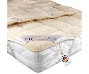 PROCAVE Funda de colchón Suave de Tela de Cordero y Lana, Cubrecolchón, Protector con 4 Gomas esquineras 150x200 cm