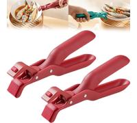 Proceedingt Bowl Clip, Hot Plate Gripper, Proceedingt Multi-Purpose Anti-Scald Bowl Holder Clip for Kitchen, Silicone Non-slip Heat Insulation Anti-Scald Clips, for Pots, Bowls, Plates (Red*2)