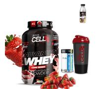 ProCell | PACK Whey Core + BCAA COMPLEX + Shaker + Batido REGALO | Proteina Whey concentrada | Aminoácidos | Gana masa muscular (2 kg, Fresa)
