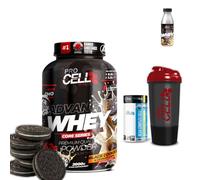 ProCell | PACK Whey Core + BCAA COMPLEX + Shaker + Batido REGALO | Proteina Whey concentrada | Aminoácidos | Gana masa muscular (2 kg, Black Cookies)