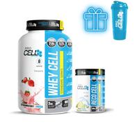 PROCELL | PACK WHEYCELL + RECOCELL 300 gr + SHAKER | Proteína Whey Pura | Aumentar Masa Muscular | Recuperación Post Entrenamiento | L-Glutamina, BCAA's 4:1:1 y Vitamina B6 | (2 kg, Fresa)
