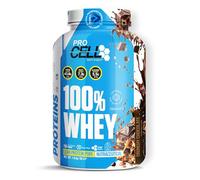 ProCell Proteína Whey 1,8Kg 100% Proteína de Suero Concentrada (Crunchy Chocolate) Con BCAA y Glutamina, Sin Gluten, Sin Lactosa y Bajo en Azúcares (60 Servicios)