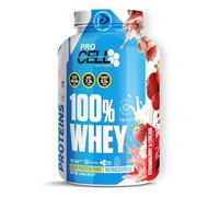 ProCell Proteína Whey 1,8Kg 100% Proteína de Suero Concentrada (Fresa) Con BCAA y Glutamina, Sin Gluten, Sin Lactosa y Bajo en Azúcares (60 Servicios)