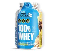 ProCell Proteína Whey 1,8Kg 100% Proteína de Suero Concentrada (Vainilla) Con BCAA y Glutamina, Sin Gluten, Sin Lactosa y Bajo en Azúcares (60 Servicios)