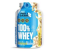 ProCell Proteína Whey 1,8Kg 100% Proteína de Suero Concentrada (White Chocolate) Con BCAA y Glutamina, Sin Gluten, Sin Lactosa y Bajo en Azúcares (60 Servicios)