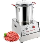 Procesador de alimentos comercial de acero inoxidable, trituradora eléctrica de verduras y picadora de carne - Cortador multifuncional con puerto de alimentación grande para zanahoria, chile, ajo 5L