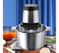 Procesador de alimentos de acero inoxidable de 3L con de 4 cuchillas, picadora eléctrica para carne, verduras, cebolla, ajo, ensalada - rallador, cortador y recipiente - Ideal para uso en la cocina