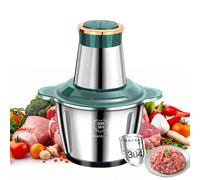 Procesador de alimentos eléctrico con cuenco de acero inoxidable, 2 l, picadora de carne, 250 W, con 4 cuchillas de acero inoxidable, máquina de cocina con 2 velocidades, para picar carne, cebollas