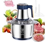 Procesador de alimentos eléctrico con cuenco de acero inoxidable, 5 l y 6 cuchillas de acero inoxidable, picadora de carne versátil, 500 W, 5 velocidades, batidora de cocina pequeña para picar carne
