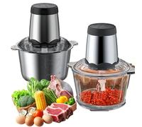 Procesador De Alimentos, Picadora Eléctrica Con 2 Recipientes (2 L + 2 L), 1 Juego De Cuchillas, 2 Velocidades, Picadora De Carne Y Verduras De 300 W, Para Picar Carne, Comida Para Bebés, Fruta Y
