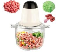 Procesador de alimentos, picadora eléctrica de verduras y carne de 600 W con bol de 2 l sin BPA, batidora de cocina para frutos secos, purés y masas