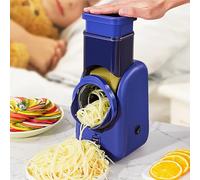 Procesador eléctrico de alimentos con 4 cuchillas intercambiables, base de succión antideslizante y caja de almacenamiento para rebanar, rallar y picar verduras, frutas y frutos secos en la cocina