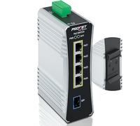 Procet Gigabit PoE Switch - Riel DIN de 4 puertos, 90 W/puerto, convertidor de medios de fibra industrial PoE++ con amplia temperatura de -40.0 °C a 65.0 °C, ranura SFP, IEEE802.3af/802.3at/802.3bt,