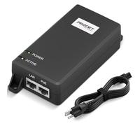 Procet Inyector de potencia Gigabit PoE Plus de puerto único activo 802.3af 802.3at 55Vdc 30W para la mayoría de cámaras de vigilancia, puntos de acceso inalámbricos, teléfonos VoIP, PT-PSE101G-AT