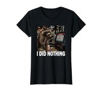 Procione Croissant Panetteria Amante Degli I Did Nothing Camiseta gráfica económica, Mujer, Negro, L