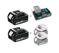ProCombo de 18 V compatible con Makita: 2 baterías BL1860 de 6,0 Ah + cargador rápido doble DC18RD + adaptador serie G: finalice trabajos la