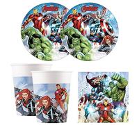 Procos 10215304DY - Set de fiesta Avengers Infinity Stones, vajilla desechable de 52 piezas para fiestas de cumpleaños infantiles y fiestas temáticas, decoración de mesa