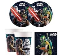 Procos 10215306DY - Set de Fiesta Star Wars Galaxy, vajilla desechable de 52 Piezas para Fiestas de cumpleaños Infantiles y Fiestas temáticas, decoración de Mesa
