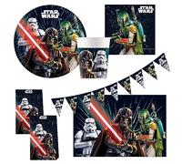 Procos 10215307DY - Set de fiesta Star Wars Galaxy, vajilla desechable de 46 piezas para fiestas de cumpleaños infantiles y fiestas temáticas, decoración de mesa