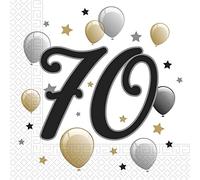 Procos 10232063 88870 Milestone 70 - Servilletas, 33 x 33 cm, 20 unidades, diseño de globos, cumpleaños 70