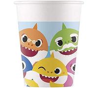 Procos 10232202 92541 Baby Shark Fun in the Sun, 200 ml, 8 vasos para cumpleaños, fiesta temática