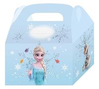 Procos 4 cajas de regalo de Disney Frozen para fiestas de cumpleaños infantiles con asas de transporte, 15,5 x 8,5 x 9 cm, hechas de cartón, regalo de cumpleaños infantil