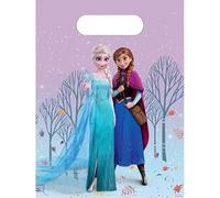 Procos 6 bolsas de fiesta de Disney Frozen para fiestas de cumpleaños infantiles con asas de transporte, 17 x 25 cm, hechas de película de plástico, bolsas de regalo para decoración de cumpleaños