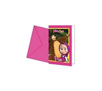 Procos 86562 - Invitaciones con sobres Masha y oso, 6 unidades, rosa