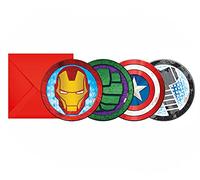 Procos 87970 Invitaciones en sobres con forma (4 sujetos) poderosos Vengadores, 6 piezas, multicolor, talla unica