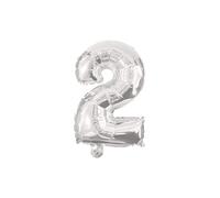 Procos 89799 - Globo de papel de aluminio número 2, relleno con helio o aire, cumpleaños, decoración, fiesta, aniversario