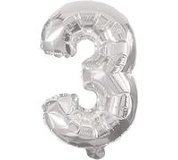 Procos 89800 - Globo de papel de aluminio número 3, relleno de helio o aire, cumpleaños, decoración, fiesta, aniversario