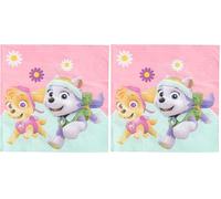 Procos 90277 - Servilletas Paw Patrol-Skye & Everest (20 Unidades), Color Rosa y Verde (Paquete de 2)