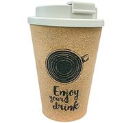 Procos 92192 92192 - Taza Reutilizable con Tapa, 300 ml, Corcho, Color marrón y Blanco