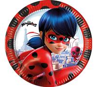 Procos 93444 Miraculous Ladybug - Platos de fiesta (23 cm, 8 unidades, papel desechable), diseño de Ladybug