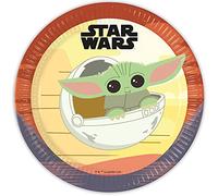Procos 93446 - Platos de fiesta Star Wars Mandalorian, tamaño 23 cm, 8 unidades, platos desechables de papel, cumpleaños infantiles, vajilla para fiestas, FSC® Mix