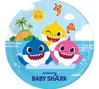 Procos 93459 Baby Shark - Platos de fiesta (23 cm, 8 unidades, papel desechable, para cumpleaños infantiles, vajilla de fiesta, FSC® Mix)