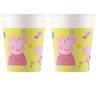 Procos 93471 - Vasos de fiesta Peppa Pig, capacidad máxima de 200 ml, 8 unidades, vasos desechables de papel, cumpleaños infantiles, vajilla de fiesta, FSC® Mix (Paquete de 2)