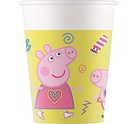 Procos 93471 - Vasos de fiesta Peppa Pig, capacidad máxima de 200 ml, 8 unidades, vasos desechables de papel, cumpleaños infantiles, vajilla de fiesta, FSC® Mix