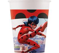 Procos 93479 Miracolous Ladybug - Vasos de fiesta (capacidad máxima de 200 ml, 8 unidades, desechables, para cumpleaños infantiles, mezcla FSC® FSC®