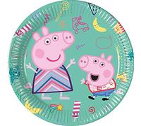 Procos 93488 - Platos de fiesta Peppa Pig tamaño 20 cm, 8 unidades, desechables de papel, para cumpleaños infantil, vajilla de fiesta, FSC® Mix
