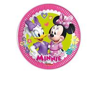 Procos 93491 - Platos de fiesta Minnie Happy Helpers, 8 unidades, tamaño 20 cm, de papel FSC® Mixt, vajilla de fiesta, cumpleaños infantil, fiesta temática